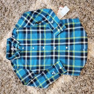 🛒 Cat & Jack NWT S (6/7) Plaid Button Down